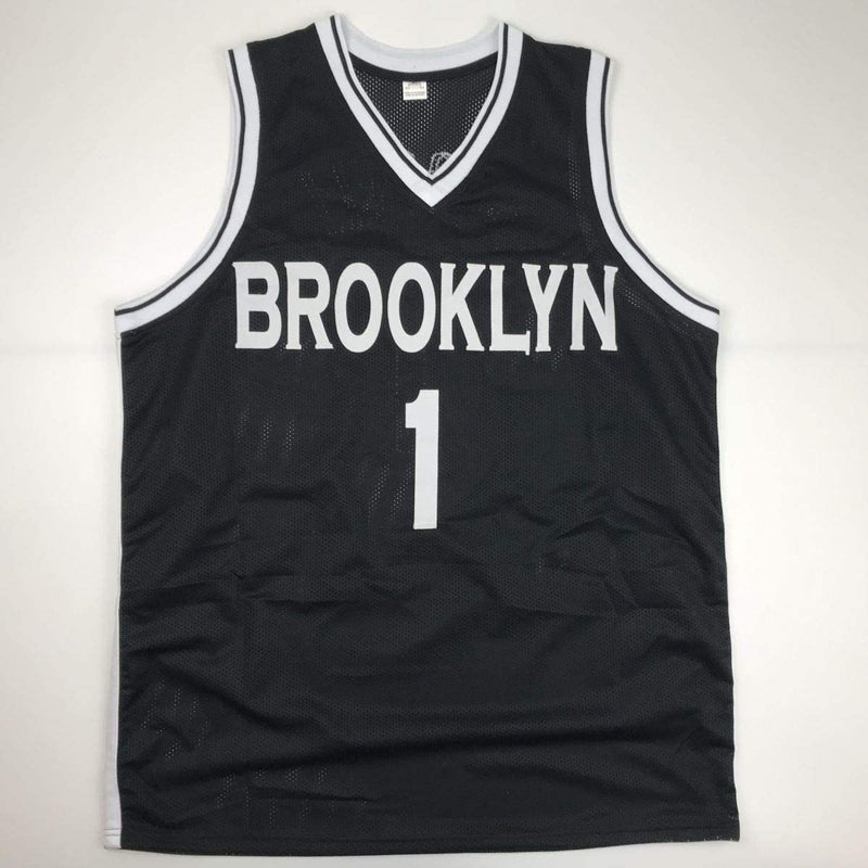 Autographed/Signed D'Angelo Russell Brooklyn Black Basketball Jersey JSA COA