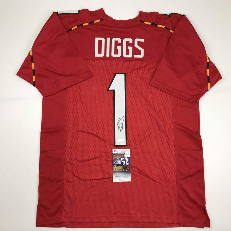 Autographed/Signed Stefon Diggs Maryland Red College Football Jersey JSA COA