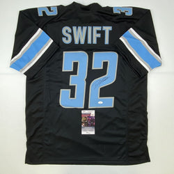 Autographed/Signed D'Andre Swift Detroit Black Football Jersey JSA COA