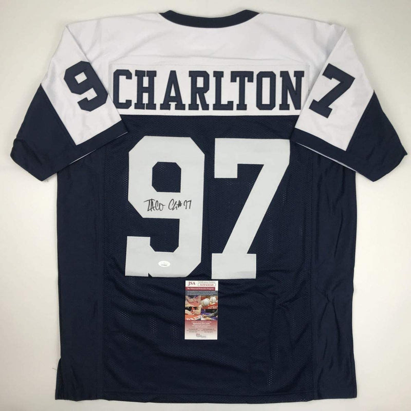 Autographed/Signed Taco Charlton Dallas Thanksgiving Day Football Jersey JSA COA