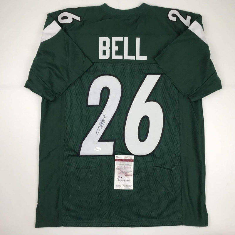 Autographed/Signed Le'Veon LeVeon Bell New York Green Football Jersey JSA COA