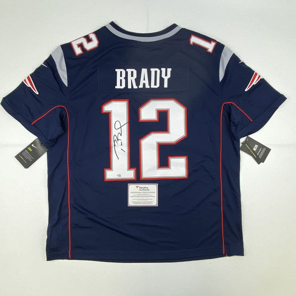 Autographed/Signed Tom Brady New England Patriots Blue Authentic Nike Limited Football Jersey Fanatics COA