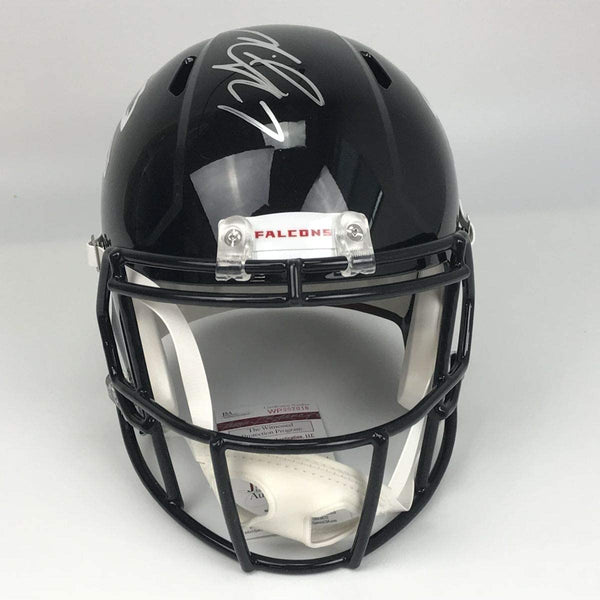 Autographed/Signed Michael Mike Vick Atlanta Falcons Retro Full Size FS F/S Replica Football Helmet JSA COA