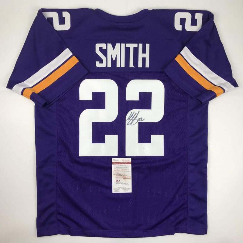 Autographed/Signed Harrison Smith Minnesota Purple Football Jersey JSA COA