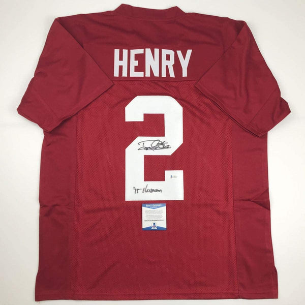 Autographed/Signed Derrick Henry 15 Heisman Alabama Red College Football Jersey Beckett BAS COA
