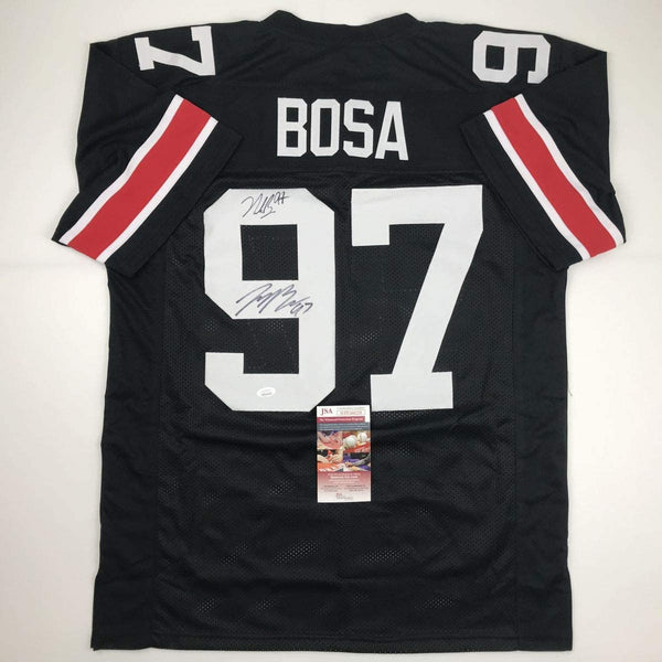 Autographed/Signed Nick & Joey Bosa Brothers Ohio State Black College Football Jersey JSA COA