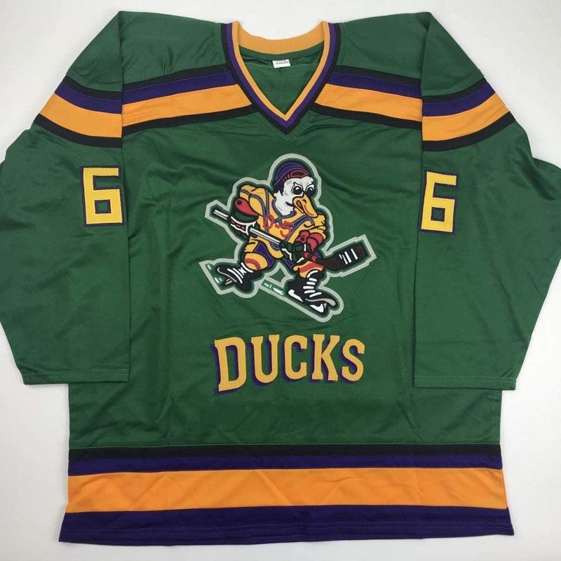 Autographed/Signed Emilio Estevez Gordon Bombay The Mighty Ducks Green Hockey Jersey PSA/DNA COA