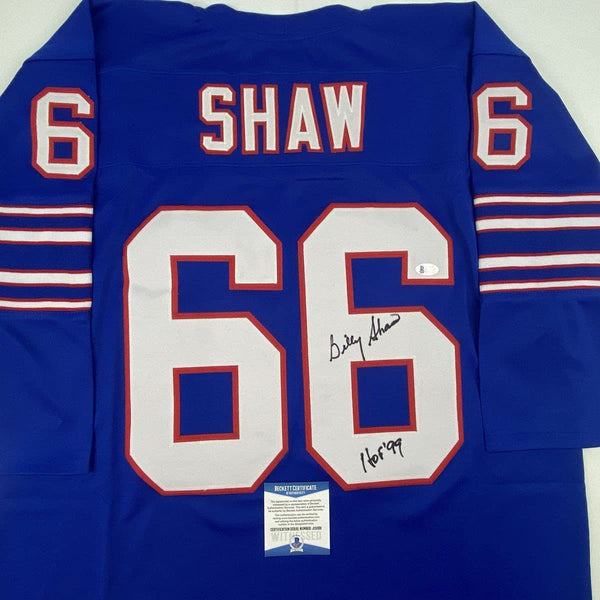 Autographed/Signed Billy Shaw HOF 99 Buffalo Blue Football Jersey Beckett BAS COA