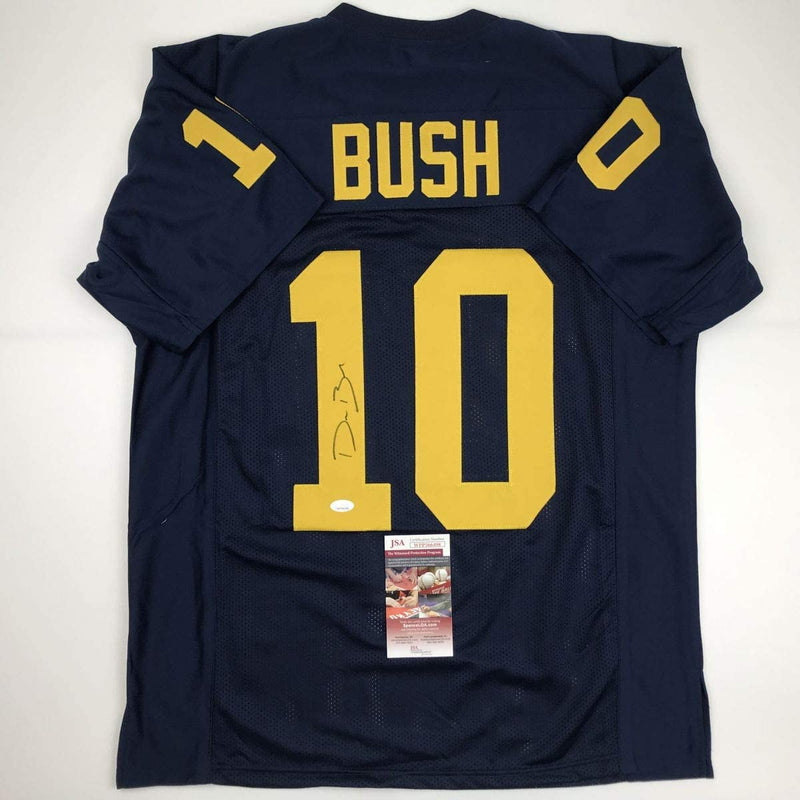 Autographed/Signed Devin Bush Michigan Blue College Football Jersey JSA COA