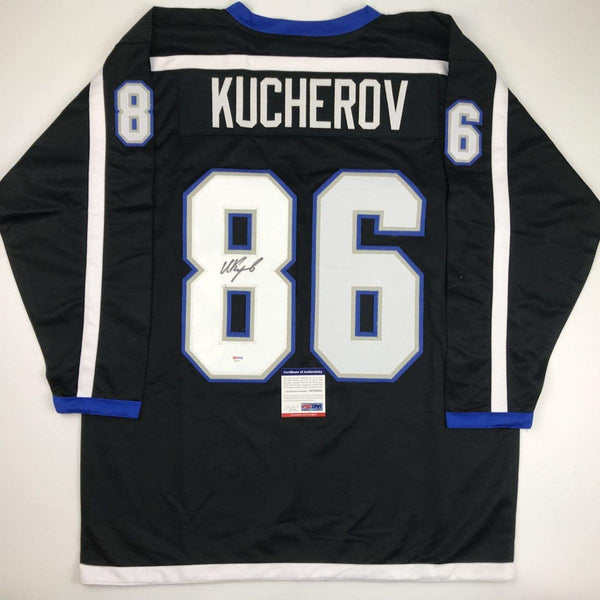 Autographed/Signed Nikita Kucherov Tampa Bay Black Retro Hockey Jersey PSA/DNA COA