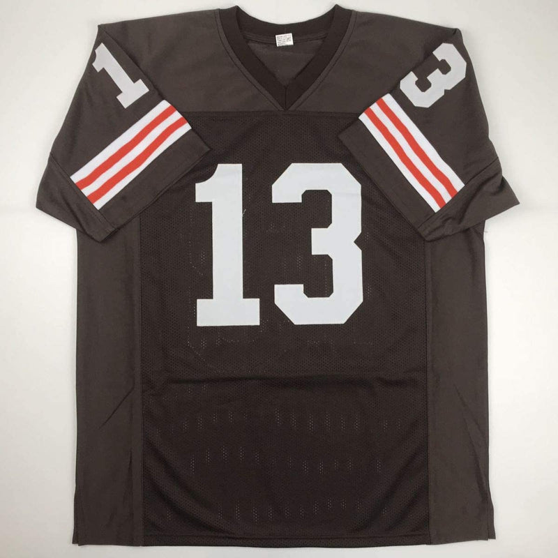 Autographed/Signed Odell Beckham Jr. Cleveland Retro Brown Football Jersey JSA COA