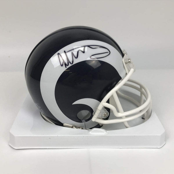 Autographed/Signed Todd Gurley II Los Angeles LA Rams Mini Football Helmet Beckett BAS COA Holo Only