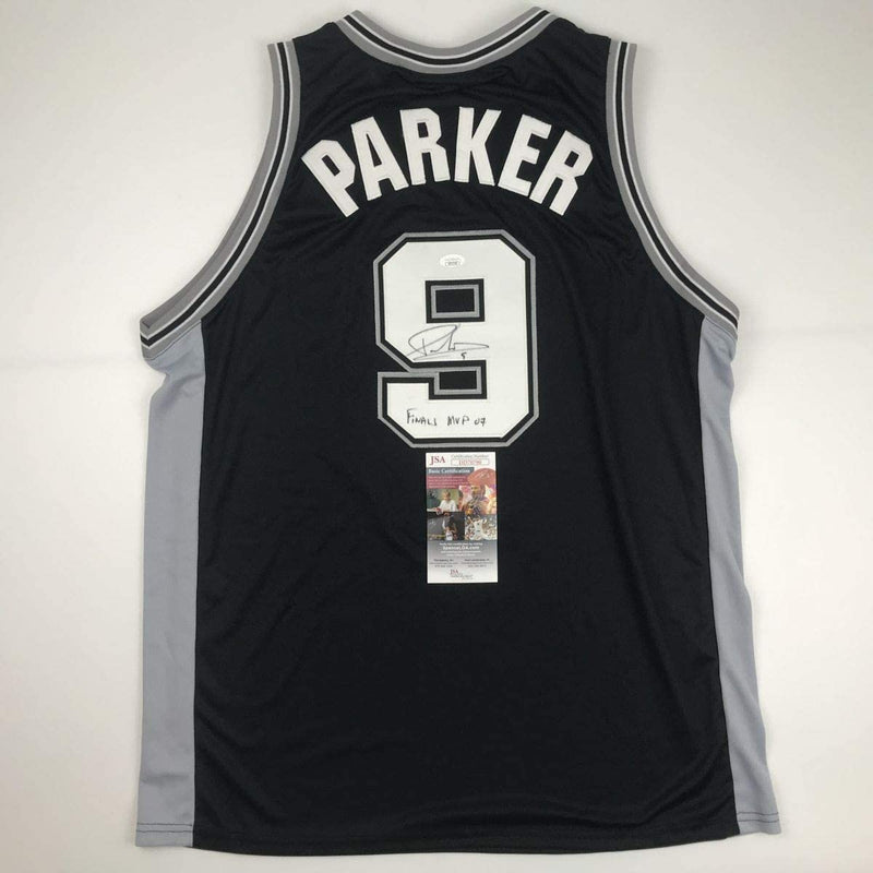Autographed/Signed Tony Parker Finals MVP 07 San Antonio Black Basketball Jersey JSA COA
