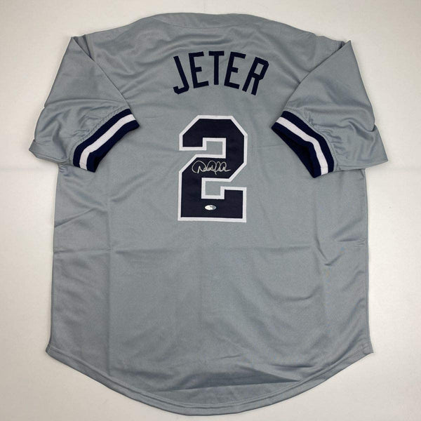 Autographed/Signed Derek Jeter New York Grey Baseball Jersey Steiner Sports COA Hologram Only