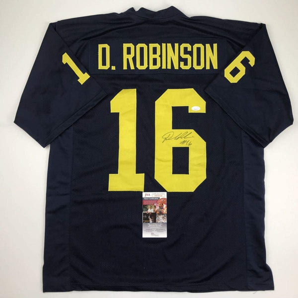 Autographed/Signed Denard Robinson Michigan Blue College Football Jersey JSA COA