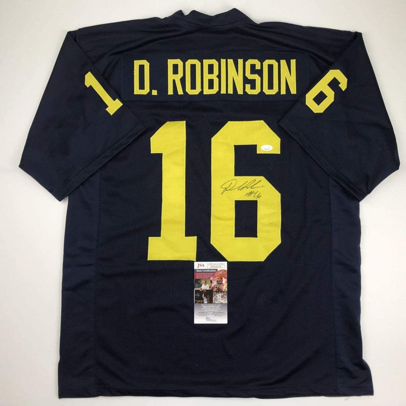 Autographed/Signed Denard Robinson Michigan Blue College Football Jersey JSA COA