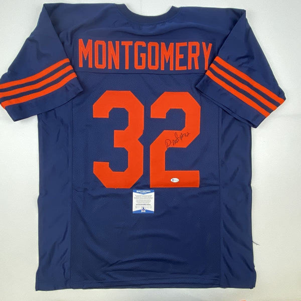 Autographed/Signed David Montgomery Chicago Retro Blue Football Jersey JSA COA