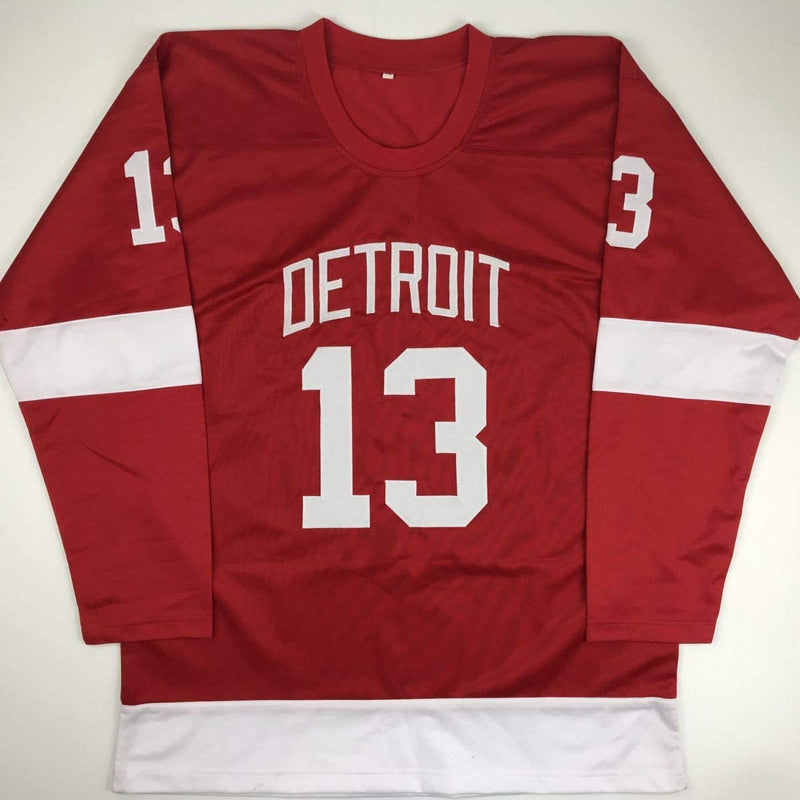 Autographed/Signed Pavel Datsyuk Detroit Red Hockey Jersey Beckett BAS COA Holo Only