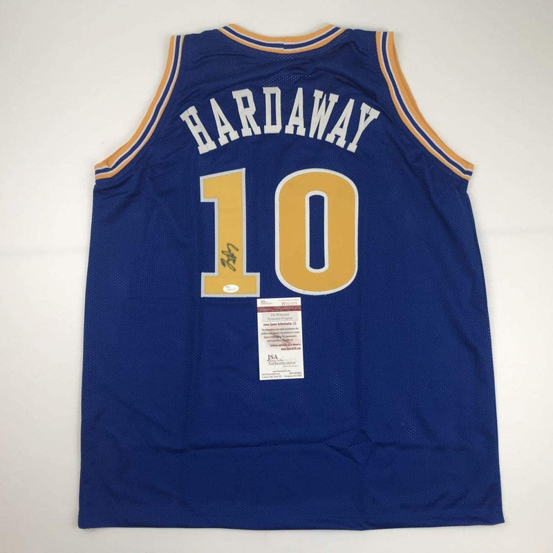 Autographed/Signed Tim Hardaway Golden State Blue Basketball Jersey JSA COA
