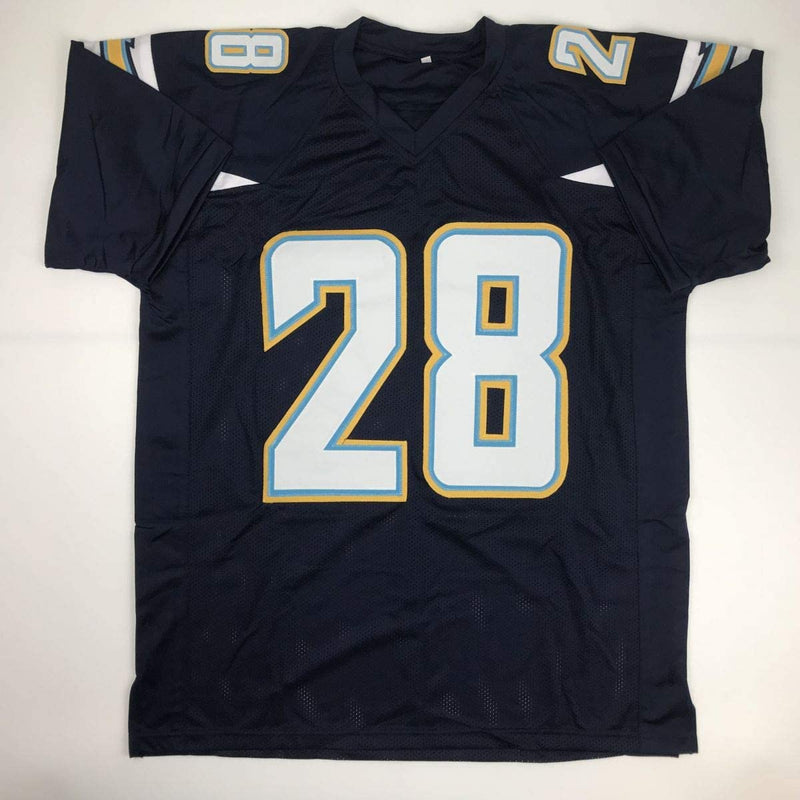 Autographed/Signed Melvin Gordon Los Angeles LA Dark Blue Football Jersey Beckett BAS COA