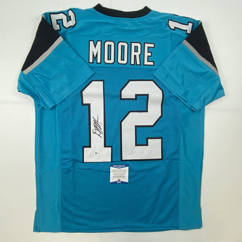 Autographed/Signed DJ D.J. Moore Carolina Teal Football Jersey Beckett BAS COA