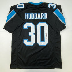 Autographed/Signed Chuba Hubbard Carolina Black Football Jersey Beckett BAS COA
