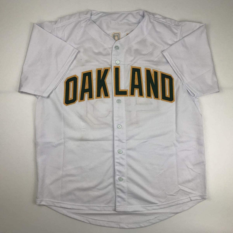 Autographed/Signed Dennis Eckersley Oakland White Baseball Jersey JSA COA