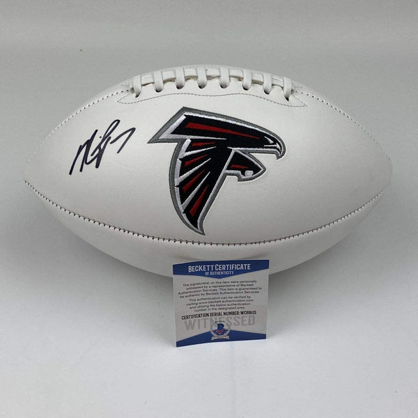 Autographed/Signed Michael Mike Vick Atlanta Falcons Full Size F/S White Panel Logo Football Beckett BAS COA