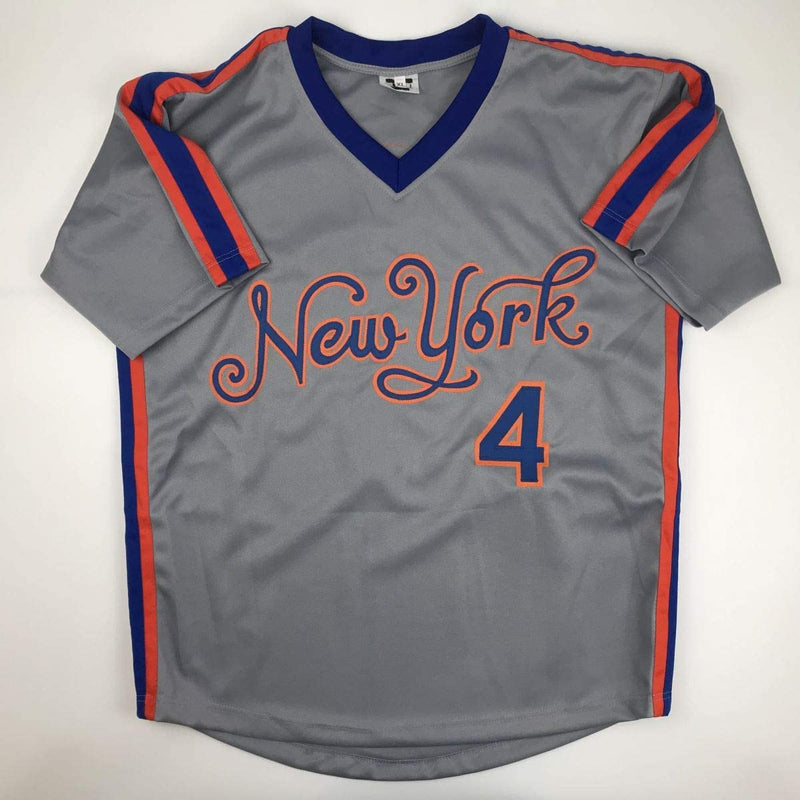 Autographed/Signed Lenny Dykstra 86 WS Champs New York Grey Baseball Jersey JSA COA