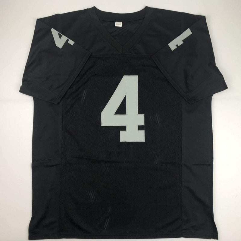Autographed/Signed Derek Carr Oakland Black Football Jersey Beckett BAS COA
