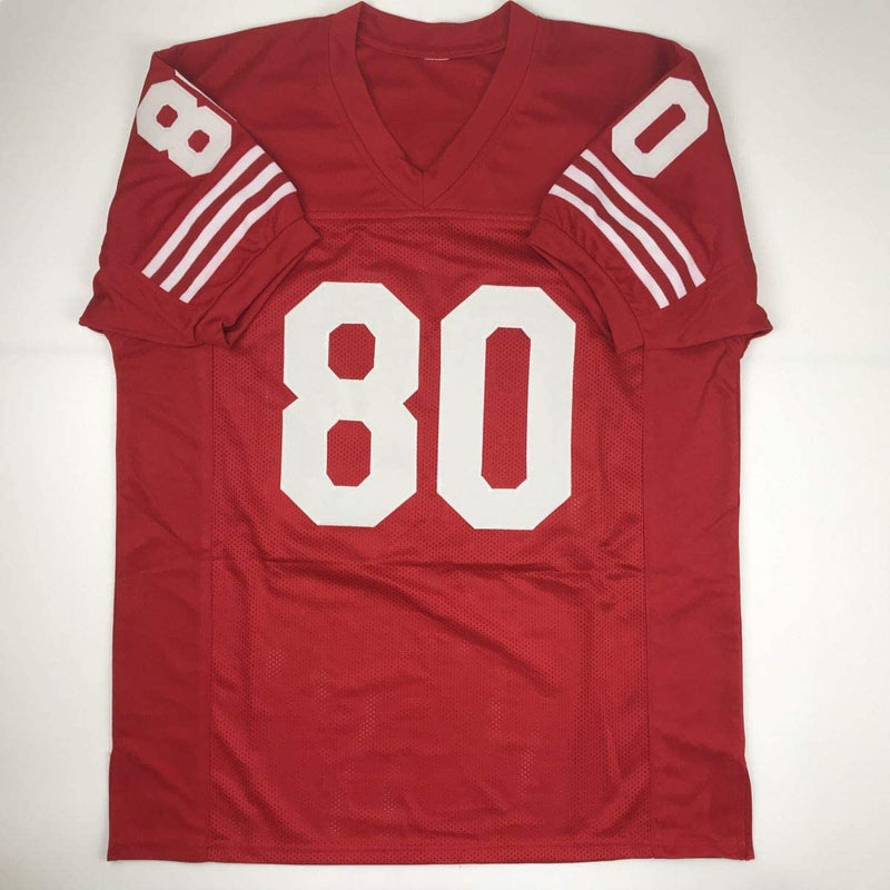 Autographed/Signed Jerry Rice San Francisco Red Football Jersey Beckett BAS COA