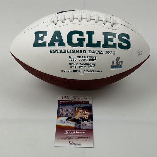 Autographed/Signed LeSean McCoy Philadelphia Eagles Full Size F/S White Panel Logo Football JSA COA