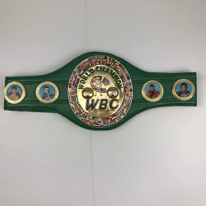 Autographed/Signed George Foreman WBC Green Boxing Replica Championship Belt JSA COA