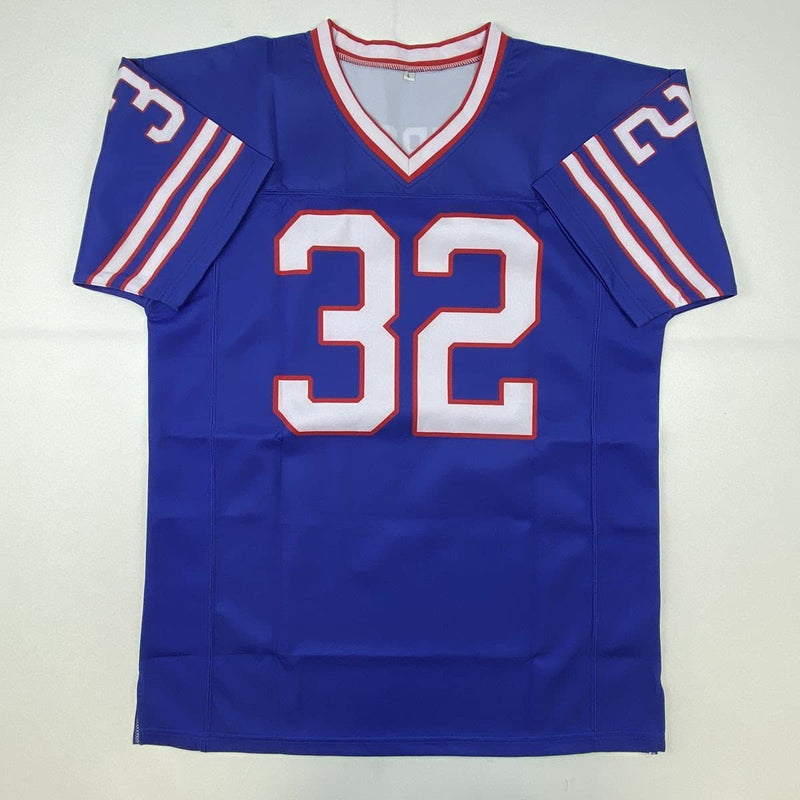 Autographed/Signed OJ O.J. Simpson #1 Pick Buffalo Blue Football Jersey JSA COA