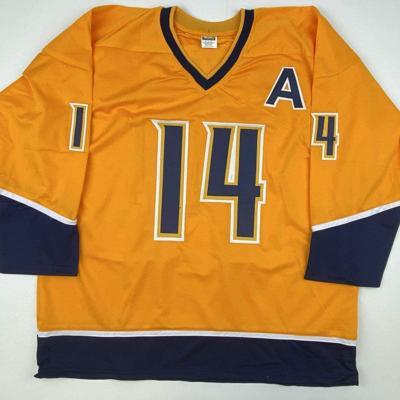 Autographed/Signed Mattias Ekholm Nashville Yellow Hockey Jersey PSA/DNA COA