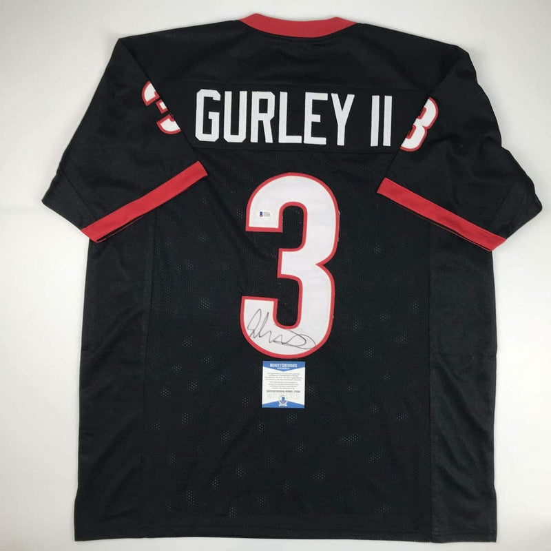 Autographed/Signed Todd Gurley Georgia Black College Football Jersey Beckett BAS COA