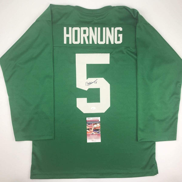 Autographed/Signed Paul Hornung Notre Dame Green College Football Jersey JSA COA