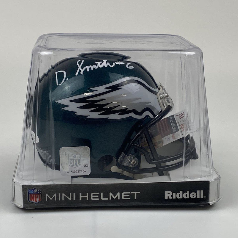 Autographed/Signed DeVonta Smith Philadelphia Eagles Mini Football Helmet JSA COA