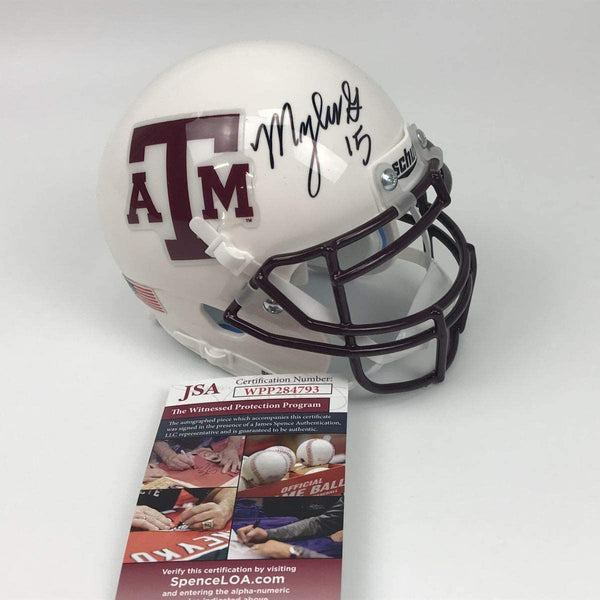 Autographed/Signed Myles Garrett Texas A&M Aggies White College Football Mini Helmet JSA COA