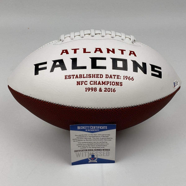 Autographed/Signed Michael Mike Vick Atlanta Falcons Full Size F/S White Panel Logo Football Beckett BAS COA