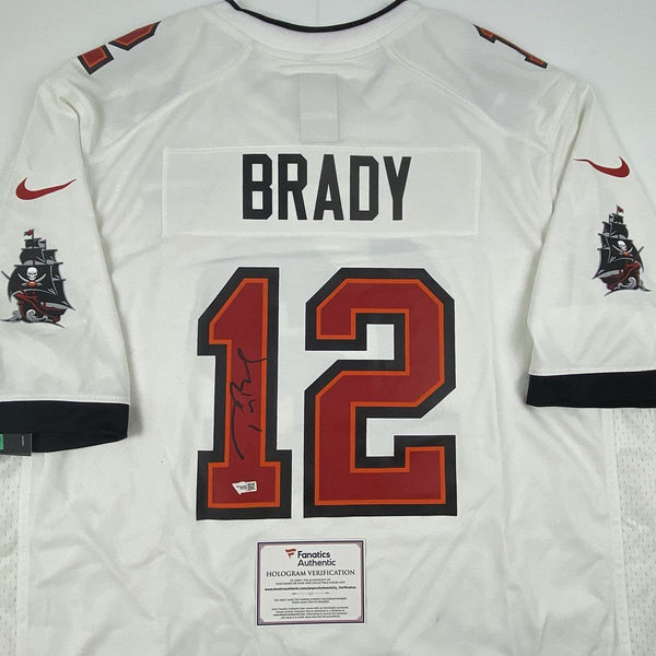 Autographed/Signed Tom Brady Tampa Bay Buccaneers White Authentic Nike Game Football Jersey Fanatics COA