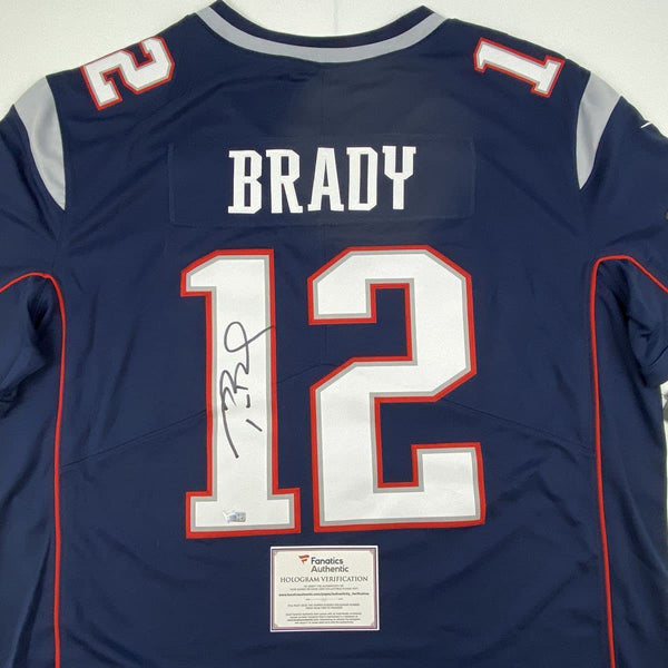 Autographed/Signed Tom Brady New England Patriots Blue Authentic Nike Limited Football Jersey Fanatics COA