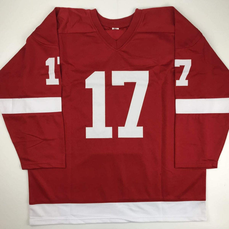 Autographed/Signed Brett Hull HOF 2009 Detroit Red Hockey Jersey Beckett BAS COA