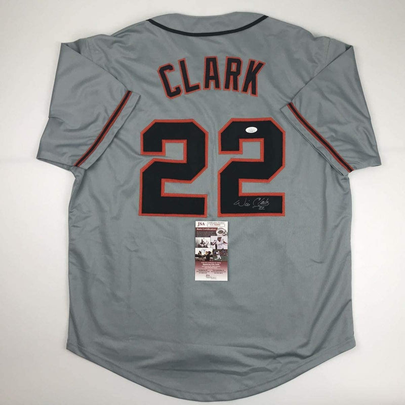 Autographed/Signed Will Clark San Francisco Grey Baseball Jersey JSA COA