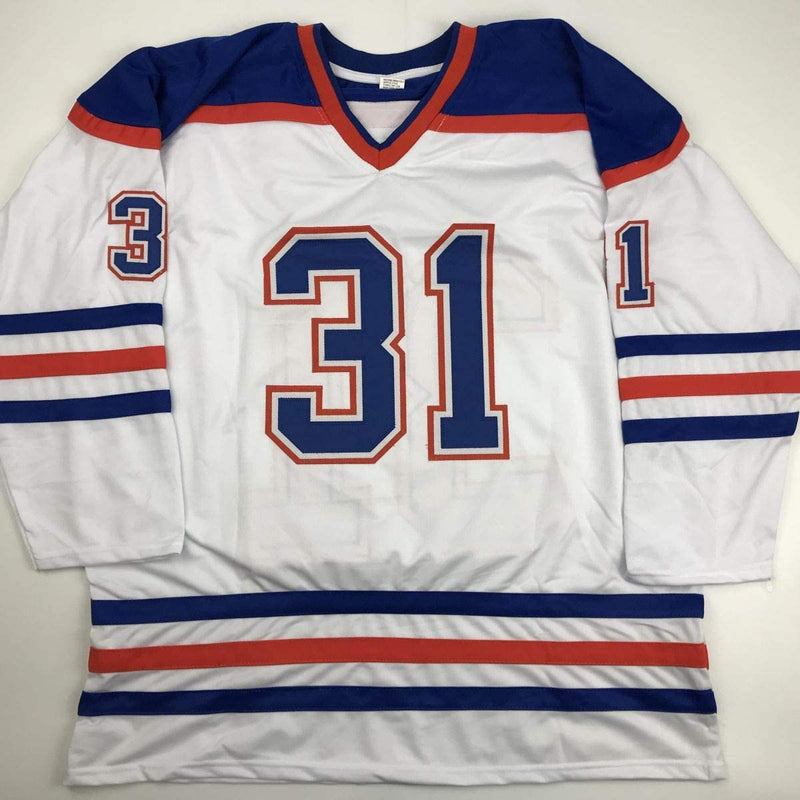 Autographed/Signed Grant Fuhr Edmonton White Hockey Jersey JSA COA