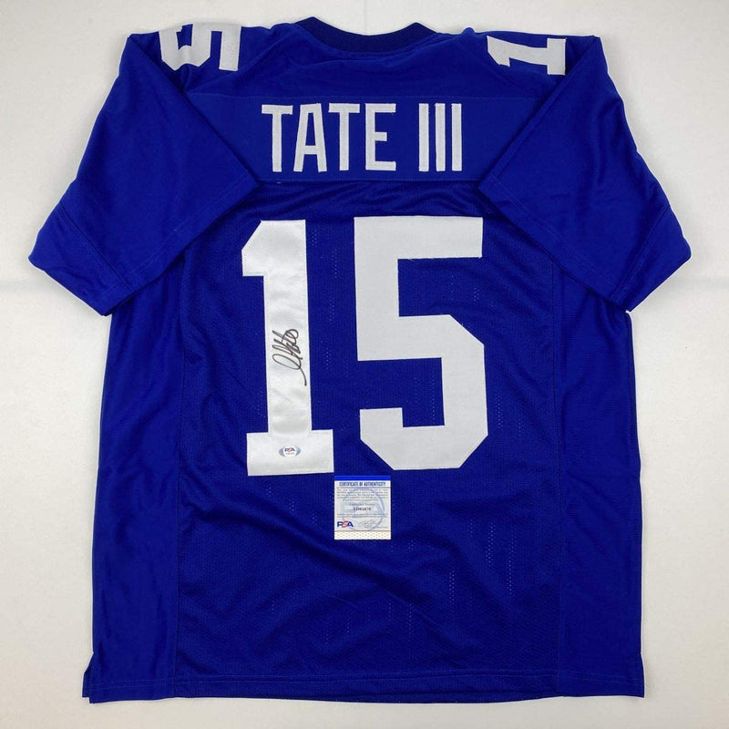 Autographed/Signed Golden Tate III New York Blue Football Jersey PSA/DNA COA
