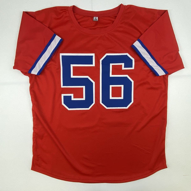 Autographed/Signed Lawrence Taylor New York Red Football Jersey JSA COA