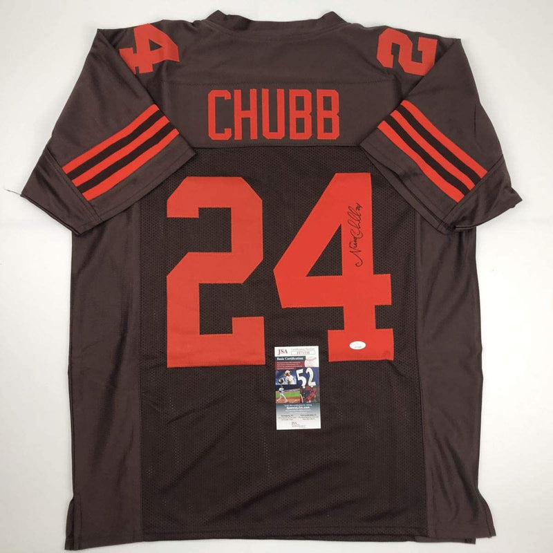 Autographed/Signed Nick Chubb Cleveland Color Rush Football Jersey JSA COA