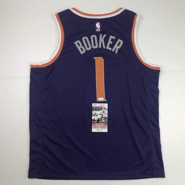 Autographed/Signed Devin Booker Phoenix Suns Nike Purple Basketball Jersey JSA COA