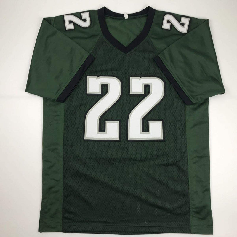 Autographed/Signed Duce Staley Philadelphia Green Football Jersey Beckett BAS COA